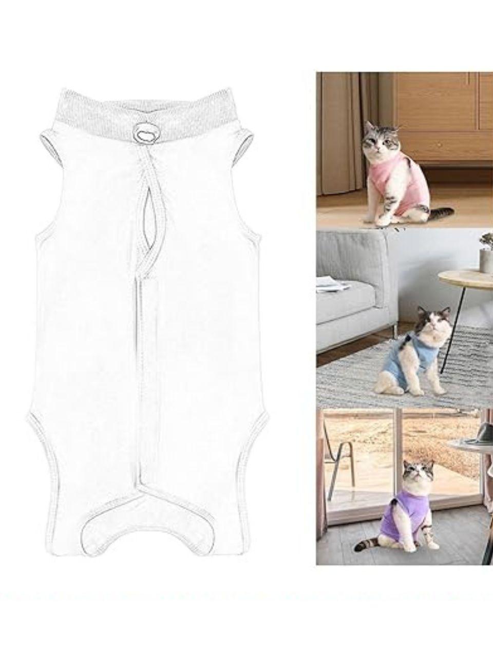 Cat Recovery Suit Outfits Prevent Licking Pets Clothes for After Spay Kitten Pink S