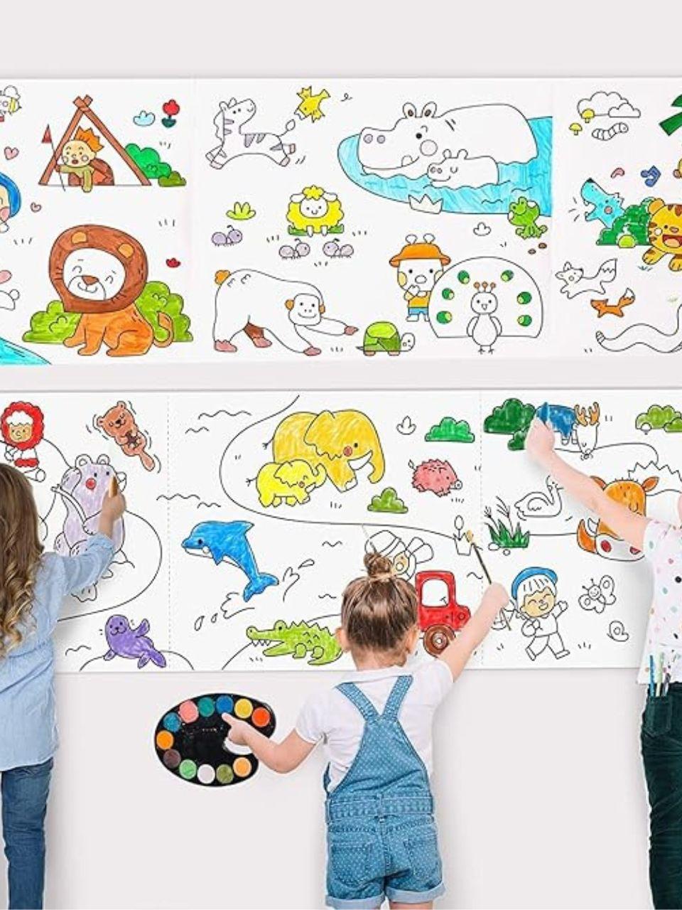 Children's Drawing Roll, Coloring Paper Roll for Kids, 30 * 300 Cms DIY Painting Drawing Paper Roll, Kids Art Roll, Early Educational Toys for Kids(Mix-Design Animal World)