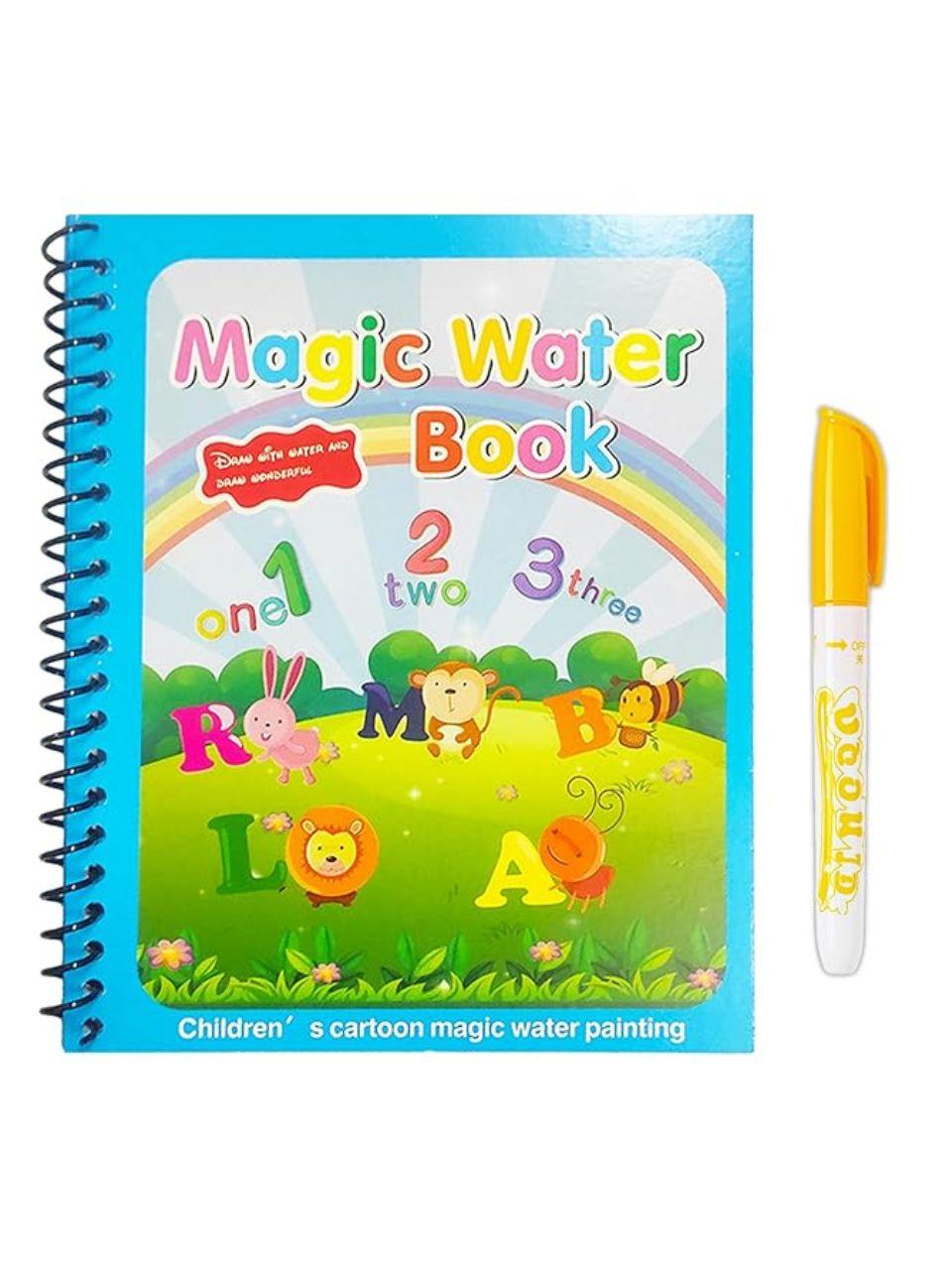  Magic Water Quick Dry Book Learning Toy Doodle and Scribble with Magic Doodle Pen for Painting Fun Drawing Pad Toy for Boys and Girls - (Random Designs As Per Stock) (MWB001)