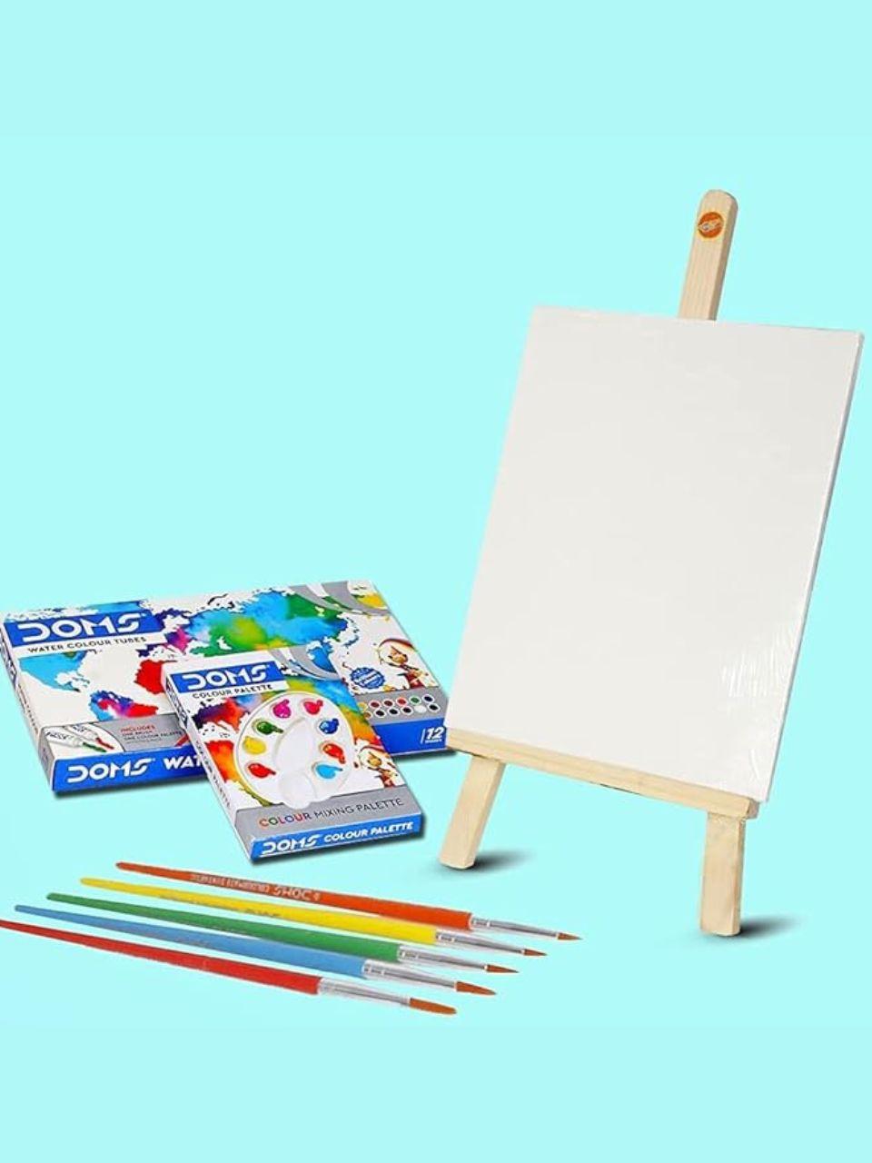 Painting Set For Kids 6-12 Years Boys&Girls|Canvas Painting Kit For Kids With Wooden Easel Painting Stand|Water Color Tube For Painting/ Color Mixing Palette&6 Painting Brushes