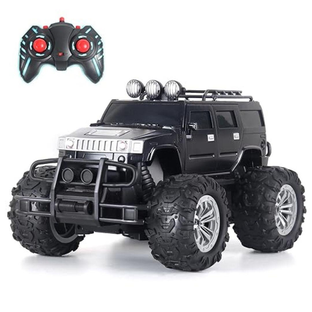 Roader Rechargeable Remote Control Car | Monster Truck with 2 Speeds | 4 Headlight Modes | Lithium Battery | C-Type Charging | Remote Control Car for Kids | Made in India, Black Mat