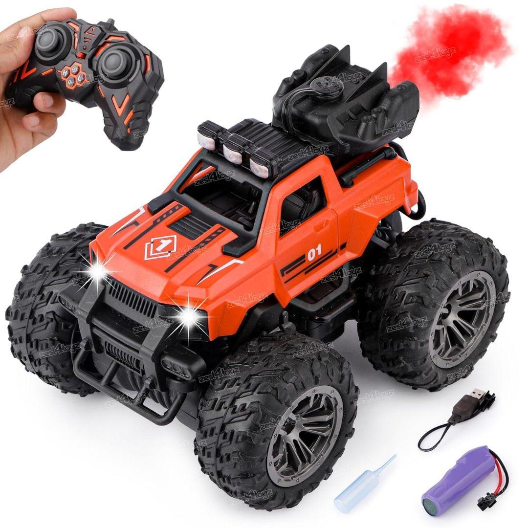 Remote Control Car for Kids with Mist Smoke Effect 4 Wd Monster Truck Rock Crawler Climbing Rc Toy Car for Boys & Girls-Red Visit the Zest 4 Toyz Store