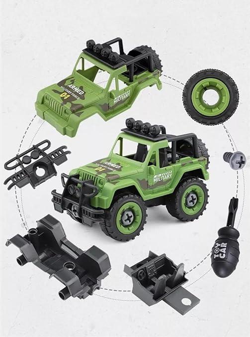 Military Army Foldable Vehicles Car Toy 4 Pack with Screwdriver Toy, DIY Kids STEM Toys Including Helicopter,Jeep,Tank and Boat for Toddlers Birthday Gifts for Boys 2 3 4 5 6 Year